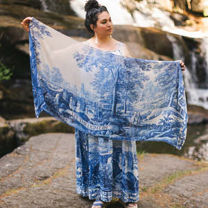 Accessories: Market of Stars | Let The Light In Bohemian Scarf with Delft Print
