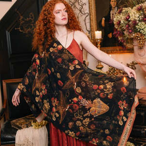 Accessories: Heart of Gold Scarf with Swallows & Sacred Heart