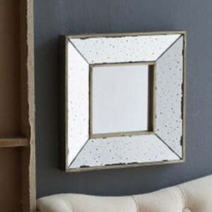 Square Mirror with Antiqued Mirrored Frame