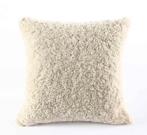 MM Linen | NZ Short Wool Sheepskin Cushion - Cloud