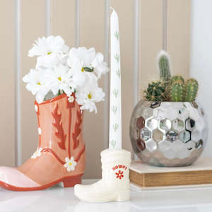 Candle: Cowboy Boot Candle Holder with Candle