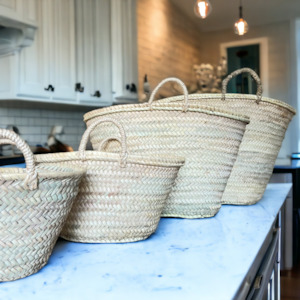 French basket, Straw tote bag, Grocery bag, woven bag: Small / Empty