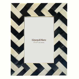 Living: Braided Black & White Bone & Resin Frame - various sizes