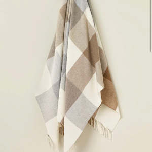 Bedroom: Exquisite Wool Traders | 100% NZ Merino - Checkboard Islay Natural Throw
