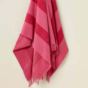 Exquisite Wool Traders | 100% NZ Merino - Striped Pink Throw