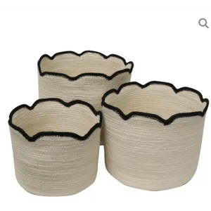 Kitchen Dining: Jute Black & White Scalloped Baskets
