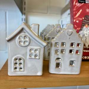 Living: Mini Ceramic House Tea Light Holders