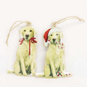 Giftwear: Vintage Sitting Labrador Hanging Christmas Decorations