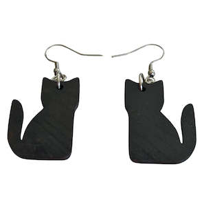 Jewellery: Playful Cat Wooden Earrings