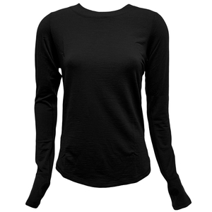 Products: Womens Long Sleeve Merino Baselayer Black - Thermatech New Zealand