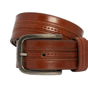 Belts 1: Emerton Embossed Leather Belt Tan