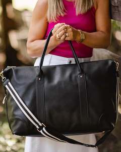 Bags Clutches: Alexis Stripe Weekender Travel Bag Black Stripe