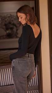 Long Sleeve: Senna Reversible Top Black