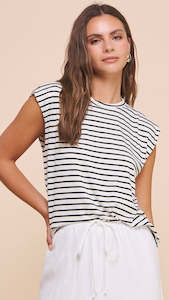 Tanks Camis: Maze Muscle Tee White Black Stripe