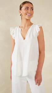 Tanks Camis: Florence Frill Tank Bianco