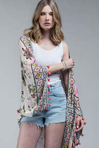 Floral Stripe Cocoon Kimono