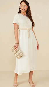 Gypsy Swing: Eden Crochet Top Midi Dress Oat