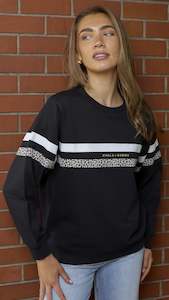 Knit Tops: Essential Sweat Black Leopard and White Stripe