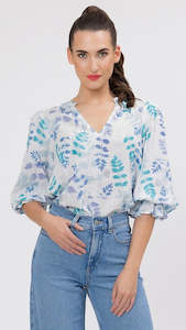 Blouse: Graceful Top Ocean Fern