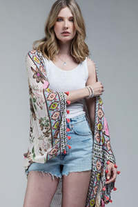 Floral Stripe Cocoon Kimono