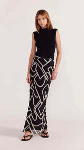 Vento Bias Maxi Skirt Blk/CRM