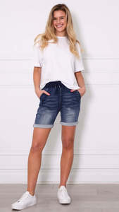 Shorts 1: Riley Stretch Denim Shorts Dark Blue