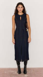 Raya Denim Midi Dress Indigo