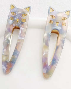 Hair: Meow Hair Clips Purple Blue