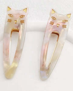 Hair: Meow Hair Clips Pink