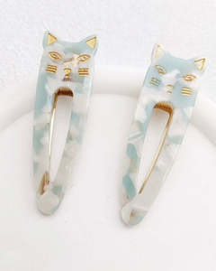 Hair: Meow Hair Clips Dusty Teal