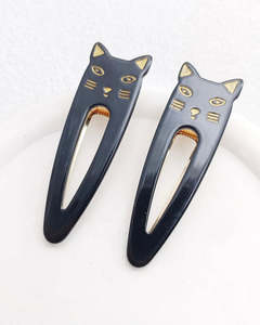 Meow Hair Clips Black