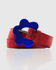 Boom Shankar Flower Belt Sienna Red Suede