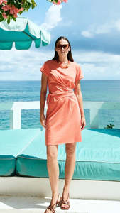 Francia Tie Dress Coral (Restock Arriving Mid Nov)