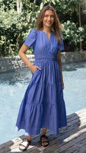 Midi Dresses: Vittoria Dress Aegan Stripe