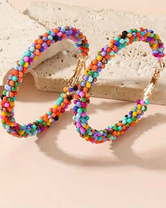 Jewelry: FME346 Beaded Hoops Multi