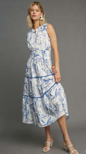 Friends Of The Fox: Luca Landscape Print Dress Blue