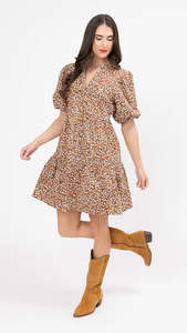 Seeking Lola: Reflective Mini Dress Caramel