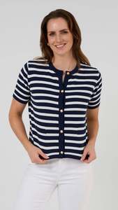 Sale Tops: Rue Cardi Navy and White Stripe