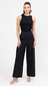 Sale Jeans Bottoms: Essential Full Wide Leg Pant Black