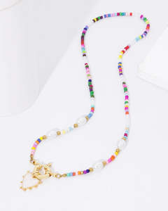 Jewelry: Heart Pendant Beaded Necklace