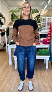 Knit Tops: Pensacola Beach Crew Mocha