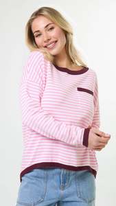 Knit Tops: Street Pocket Jumper Strawberry Sangria