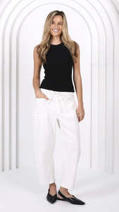 Monaco Leo Barrel Jeans White