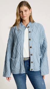 Jackets Outerwear: Liora Crop Cardigan Lake