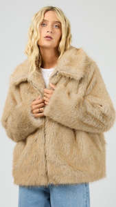 Jackets Outerwear: Sable Faux Fur Zip Coat