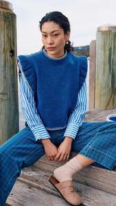 Knit Tops: Athena Frill Knit Top Cobalt