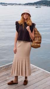Knit Tops: Athena Frill Knit Top Chocolate