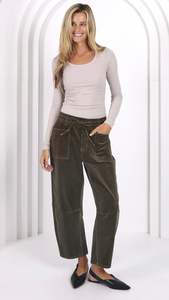 Monaco Leo Barrel Jeans Corduroy Forest Moss