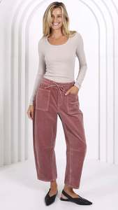 Monaco Leo Barrel Jeans Corduroy Dusty Pink