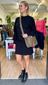 Maison Pleated Knit Skirt Black